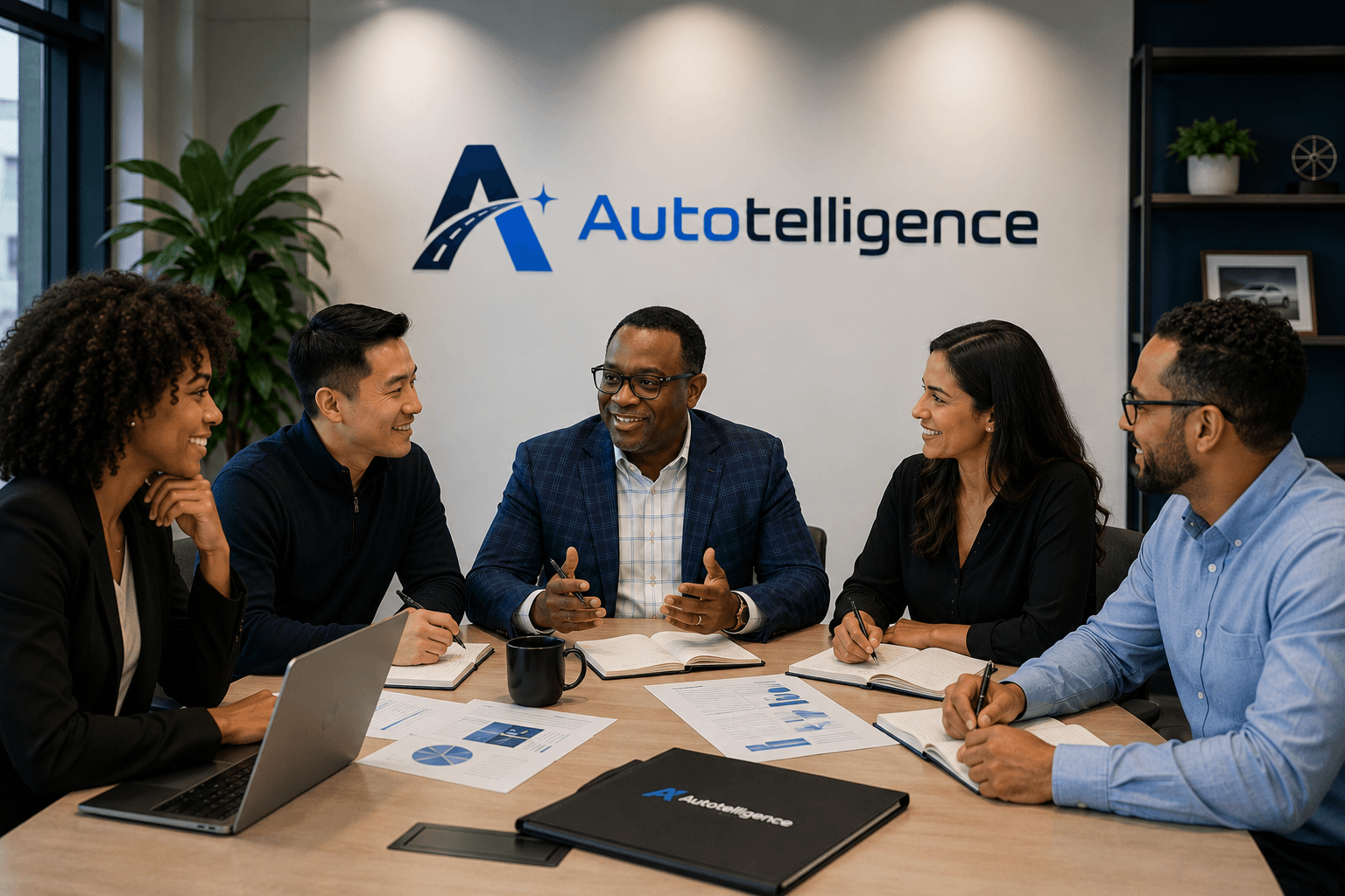 The Autotelligence team collaborating around a table